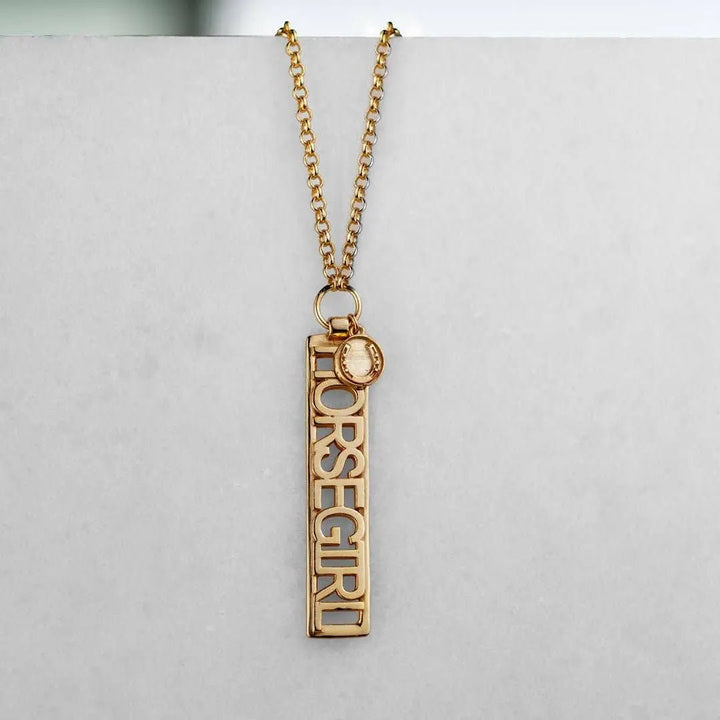 Horse Girl - Equestrian Dog Tag Necklace in Gold URBAN-EQUESTRIAN
