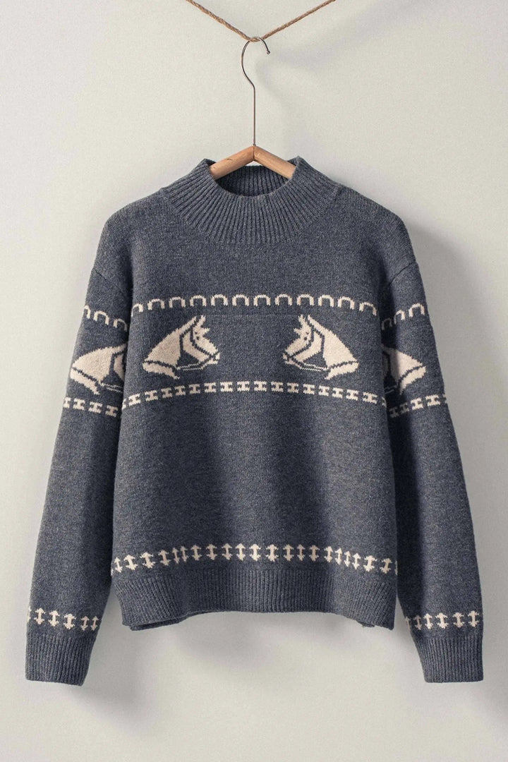 Horse Head Knit Crewneck Sweater RIDE OR DIE EQUESTRIAN SHOP