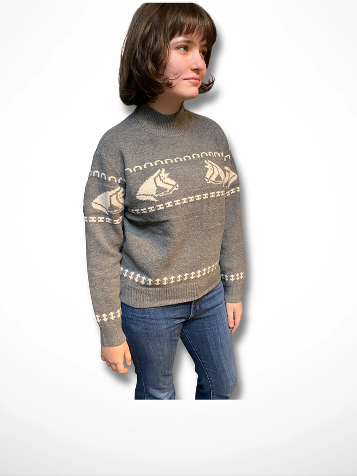 Horse Head Knit Crewneck Sweater RIDE OR DIE EQUESTRIAN SHOP