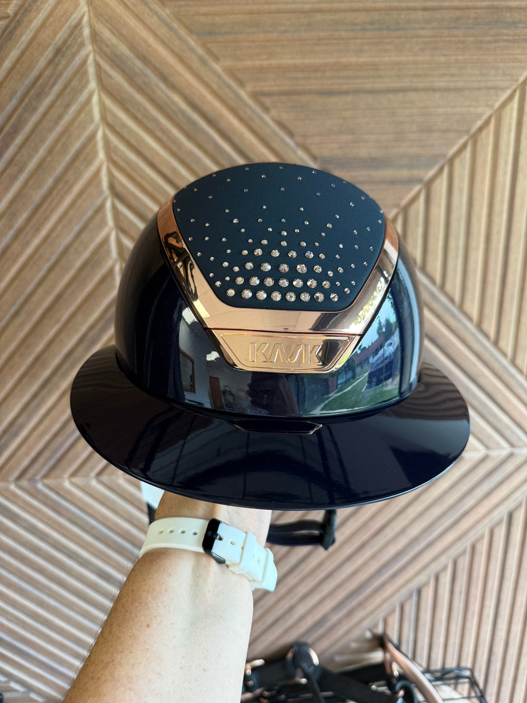 Kask Star Lady Custom:  Atlantic Blue Pure Shine Rosegold Chrome Passage Crystals
