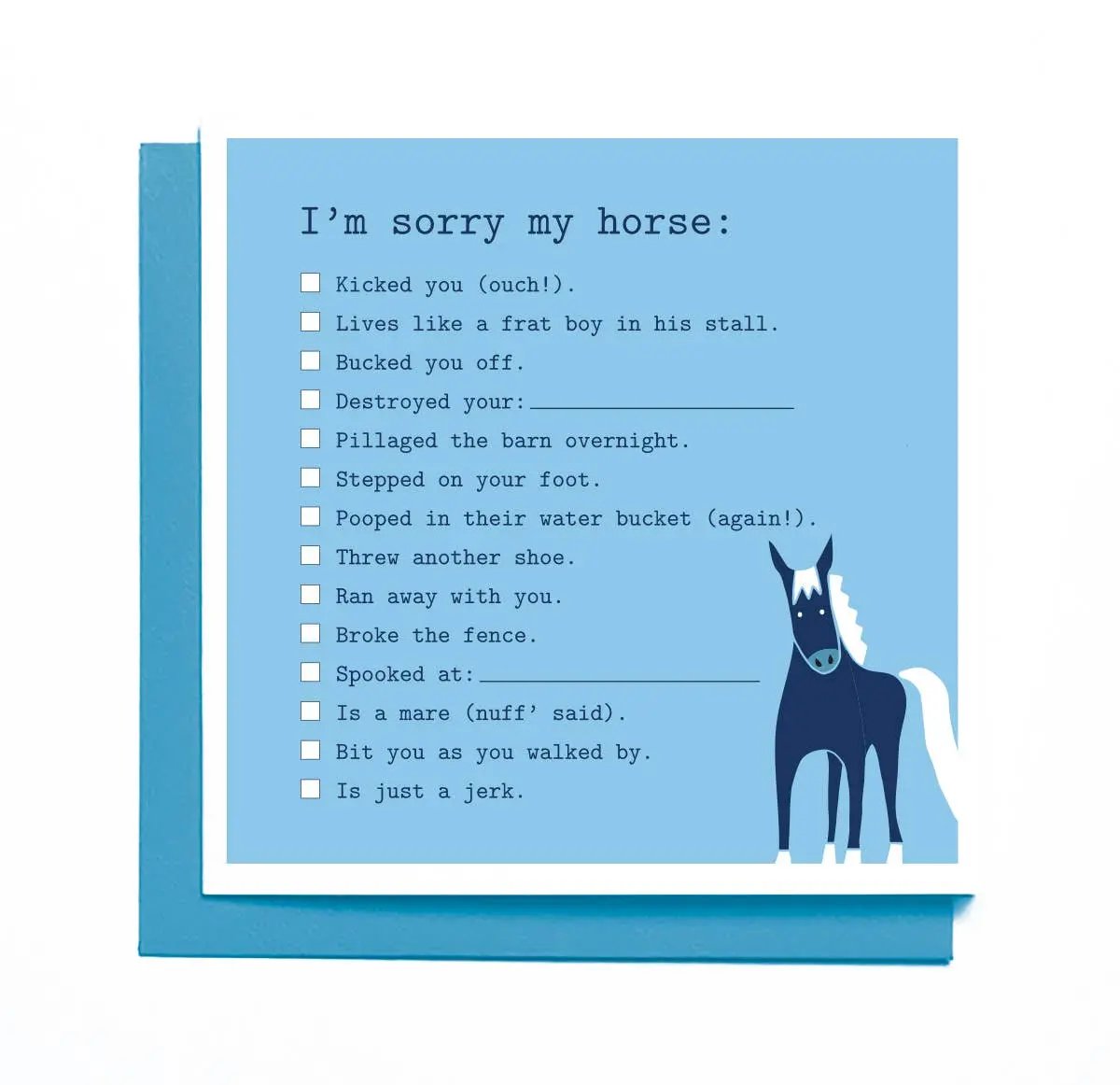 I'm Sorry My Horse…  Single Card with Envelope Mare Modern Goods