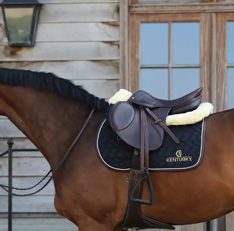 Kentucky Sheepskin Half Pad Anatomic Absorb Kentucky Horsewear # color_black-natural