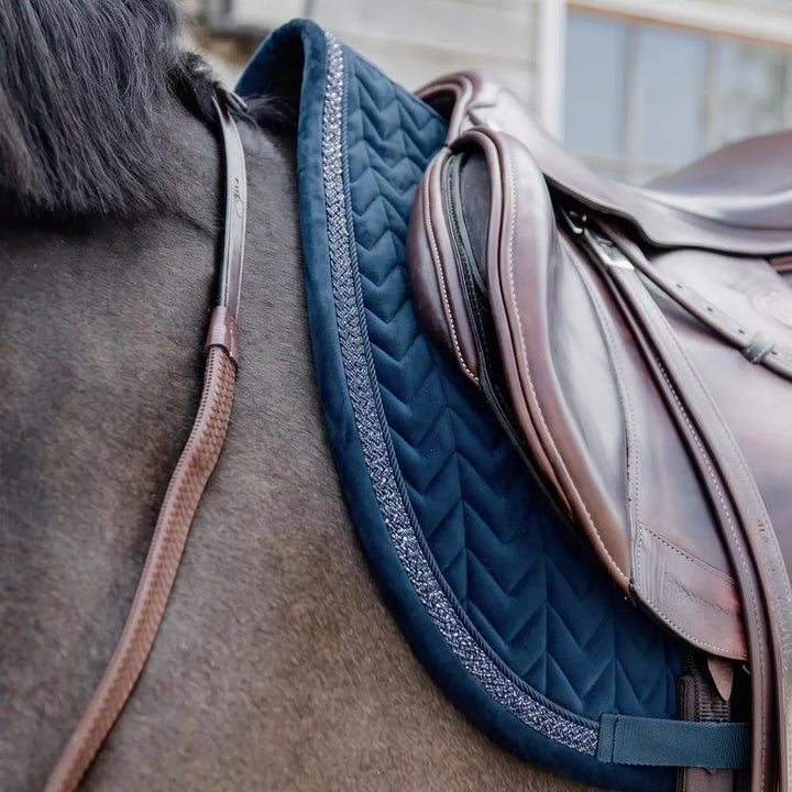 Kentucky Velvet Fishbone Plaited Glitter Rope Jump Pad - Navy lifestyle