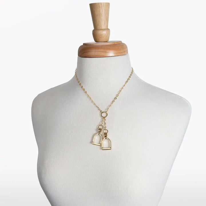 Langley - Equestrian Double Riding Stirrup Necklace in Gold URBAN-EQUESTRIAN