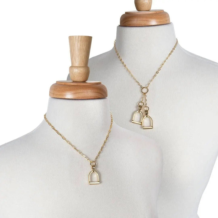 Langley - Equestrian Double Riding Stirrup Necklace in Gold URBAN-EQUESTRIAN