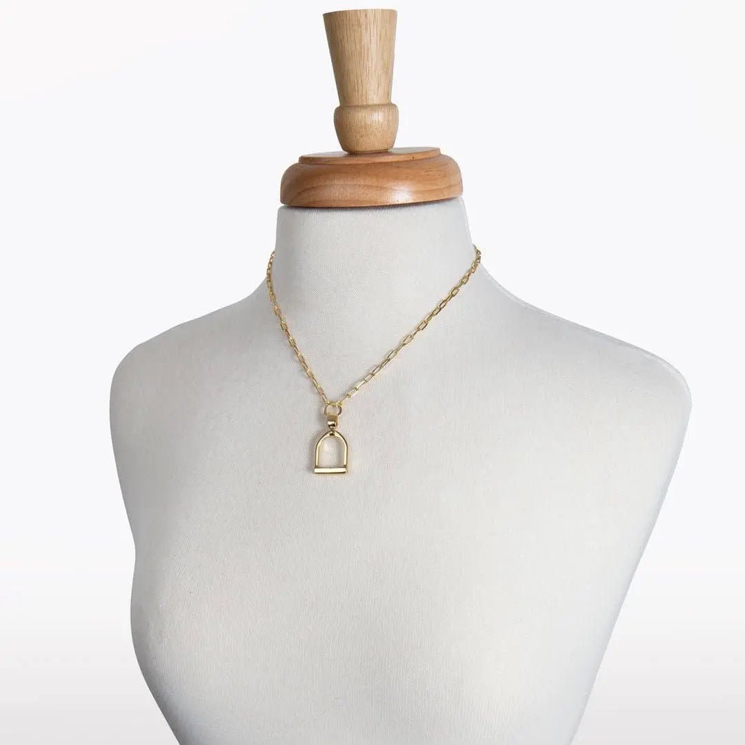 Langley - Equestrian Riding Stirrup Necklace in Gold URBAN-EQUESTRIAN