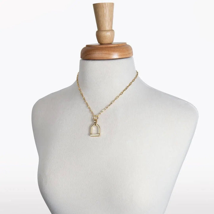 Langley - Equestrian Riding Stirrup Necklace in Gold URBAN-EQUESTRIAN