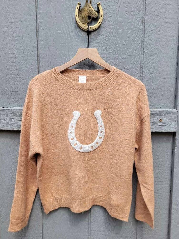 Lucky Horseshoe Cropped Sweater - Benefits Bridle Up Hope Bridle Up Hope Shop