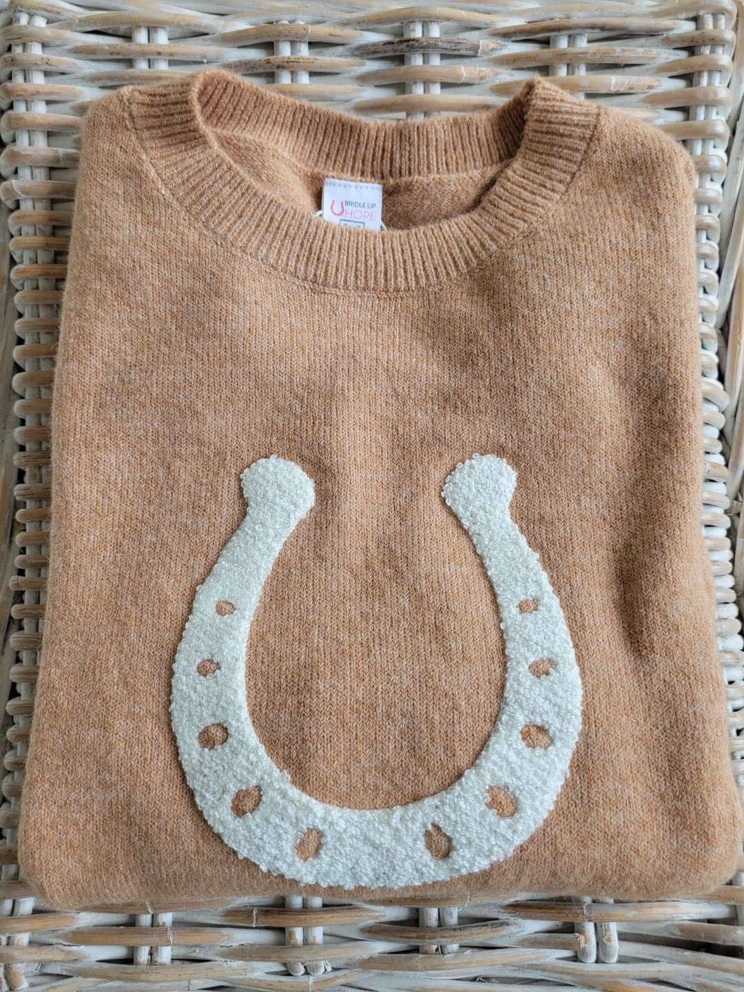 Lucky Horseshoe Cropped Sweater - Benefits Bridle Up Hope Bridle Up Hope Shop