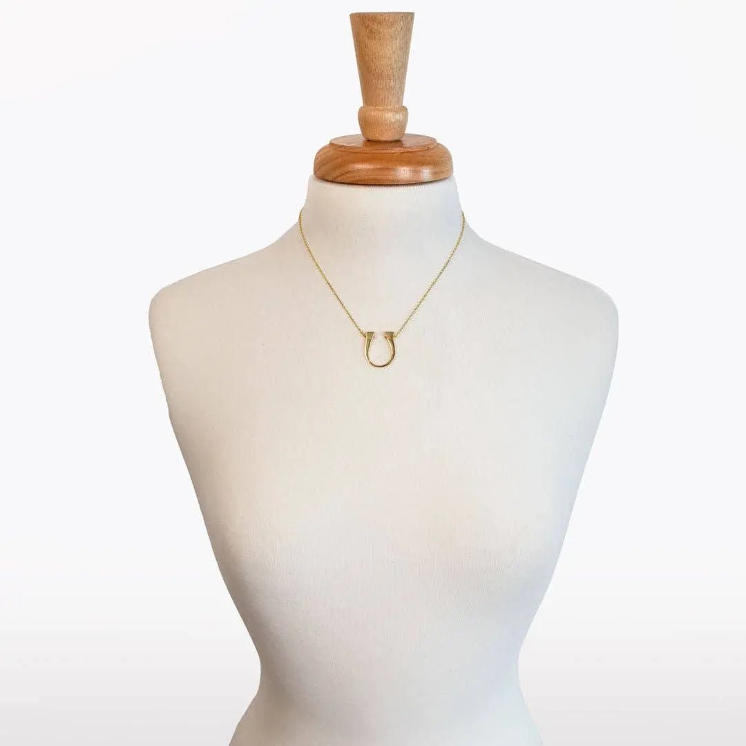 Lucky Nail - Horseshoe Nail Equestrian Necklace in Gold URBAN-EQUESTRIAN