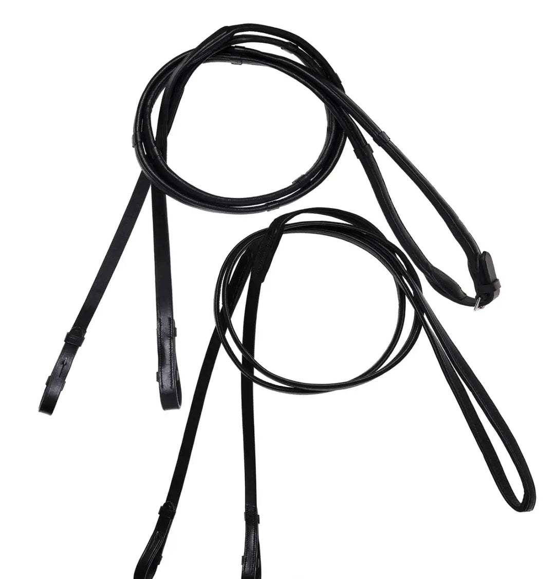 Lumiere Double Bridle Reins Set (Flat) – Silver Fittings