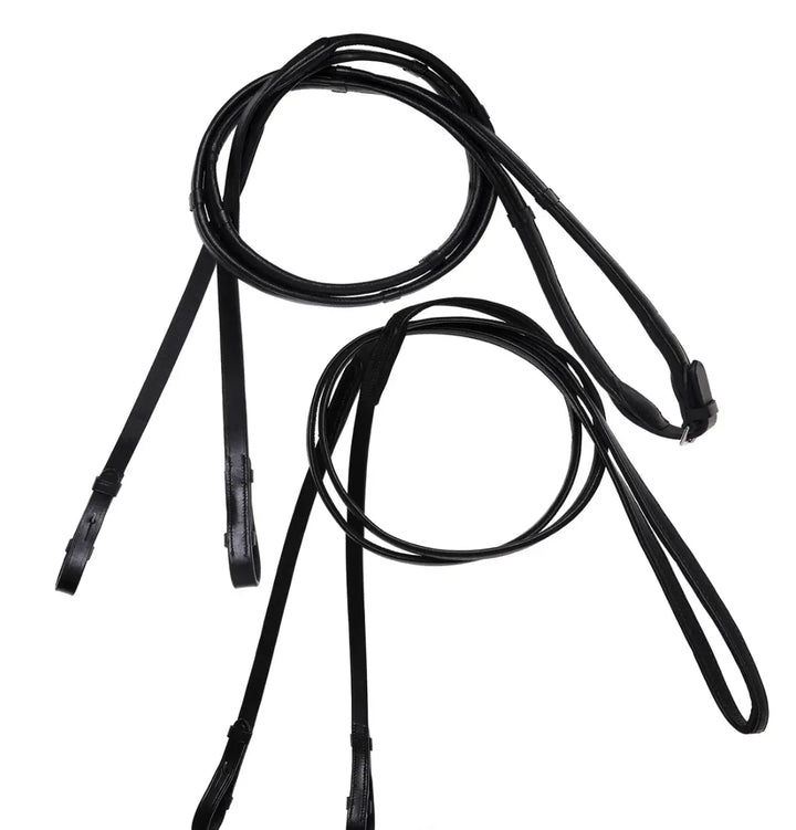 Lumiere Double Bridle Reins Set (Flat) – Silver Fittings