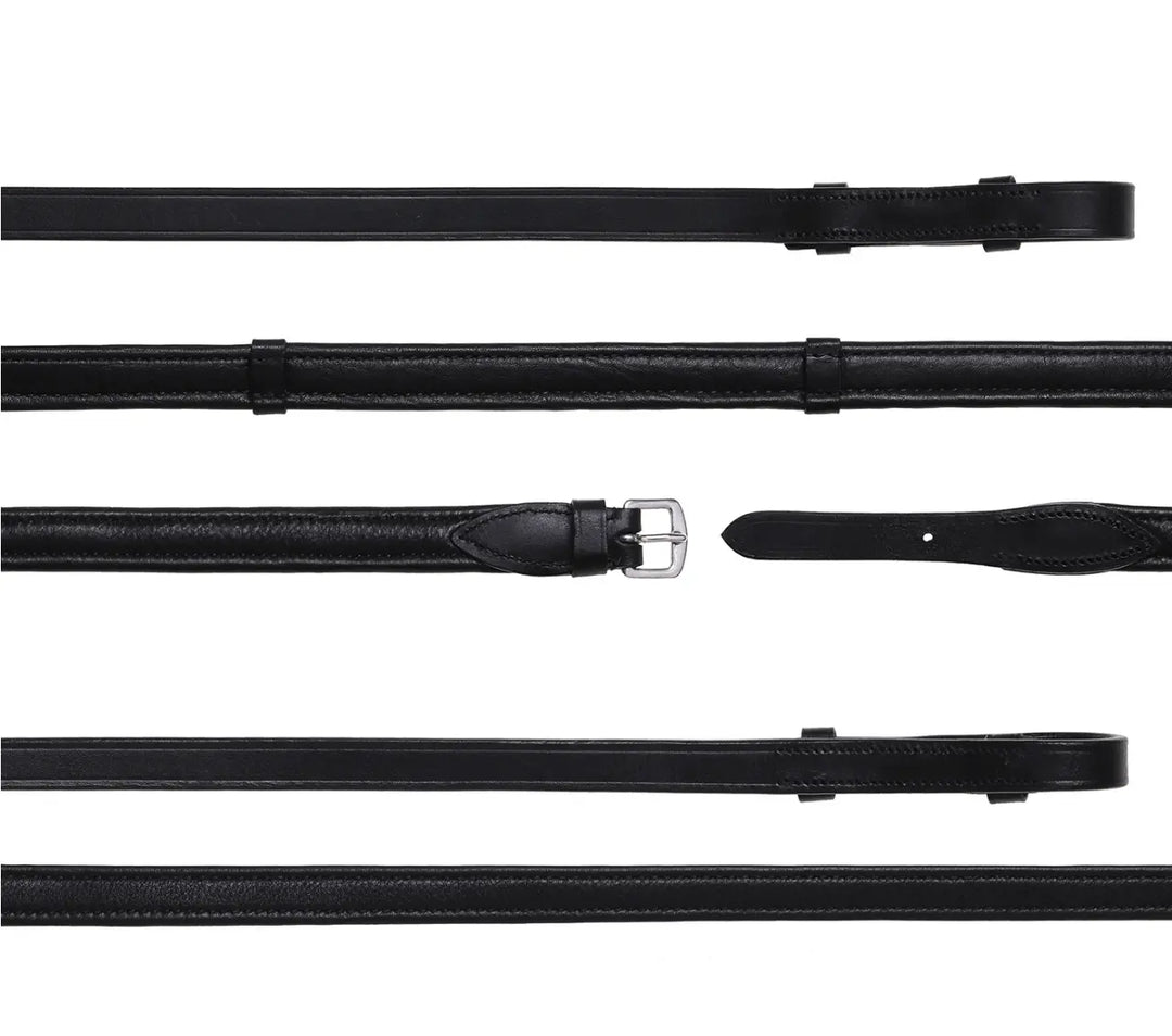 Lumiere Double Bridle Reins Set (Flat) – Silver Fittings