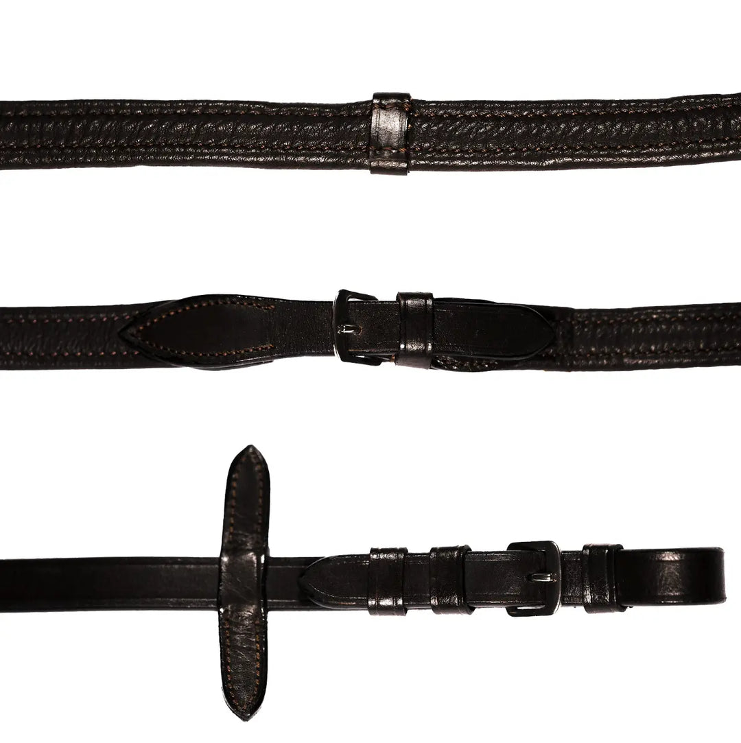 Lumiere Double Bridle Reins Set (Flat) – Silver Fittings
