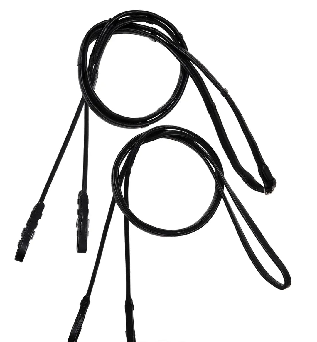 Lumiere Double Bridle Reins Set (Rolled) - Silver Hardware