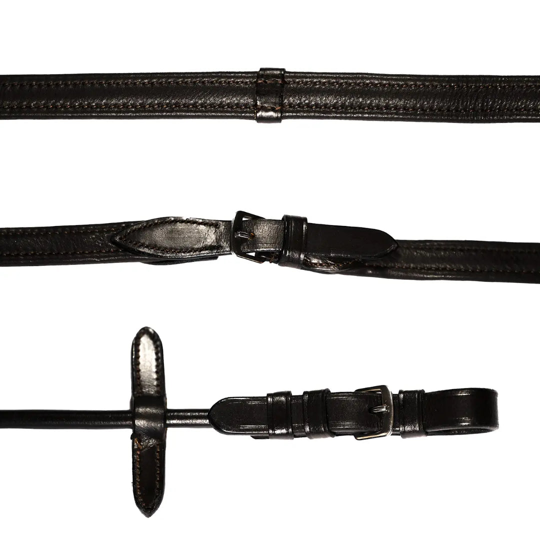 Lumiere Double Bridle Reins Set (Rolled) - Silver Hardware