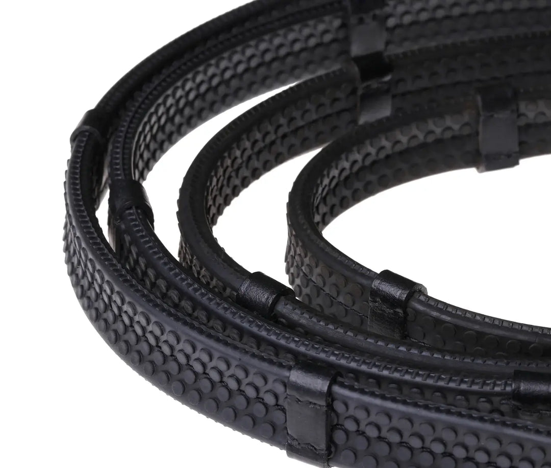 Lumiere Leather &amp; Rubber Grip Reins (Flat) – Silver Fittings