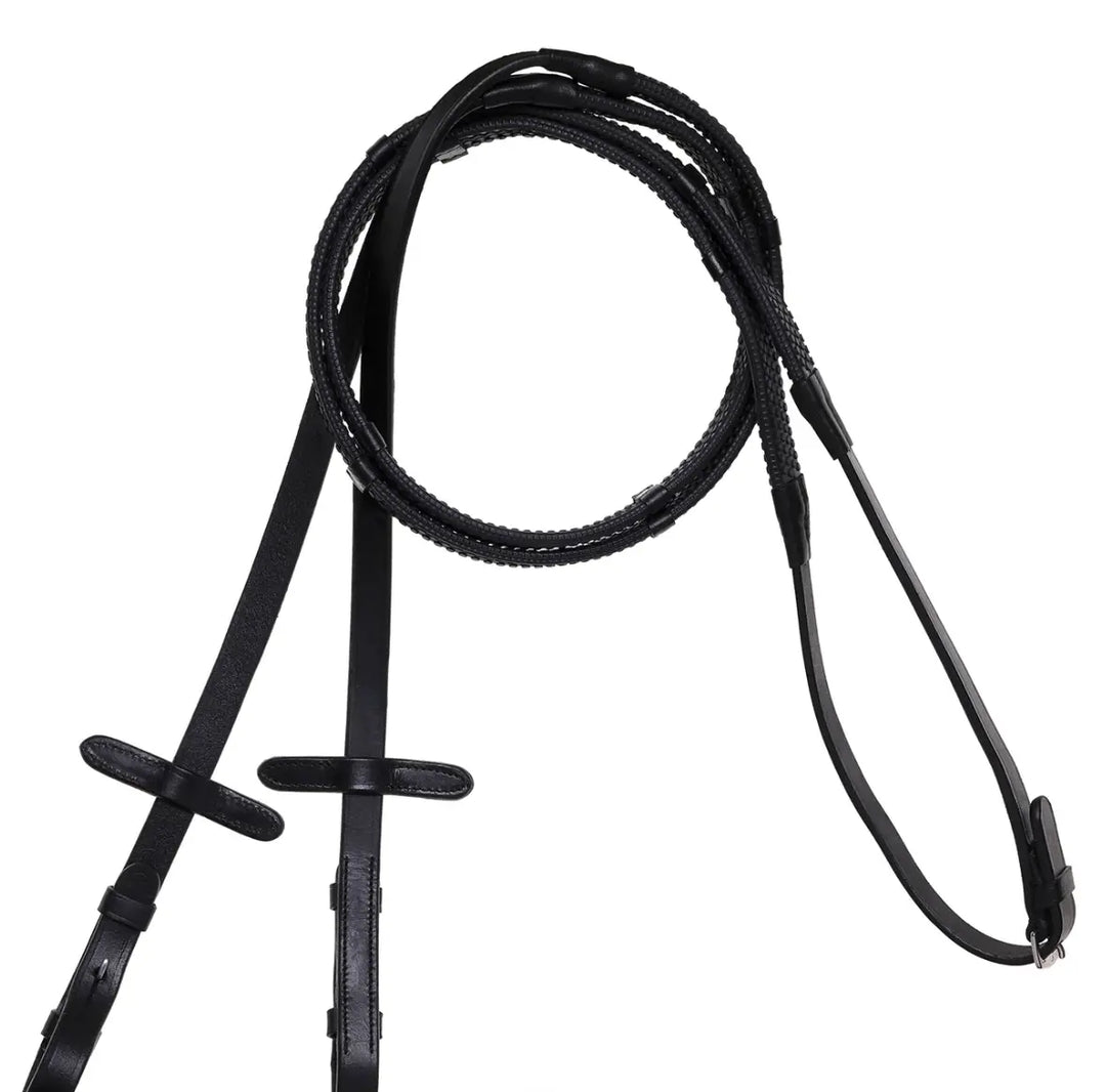 Lumiere Leather &amp; Rubber Grip Reins (Flat) – Silver Fittings