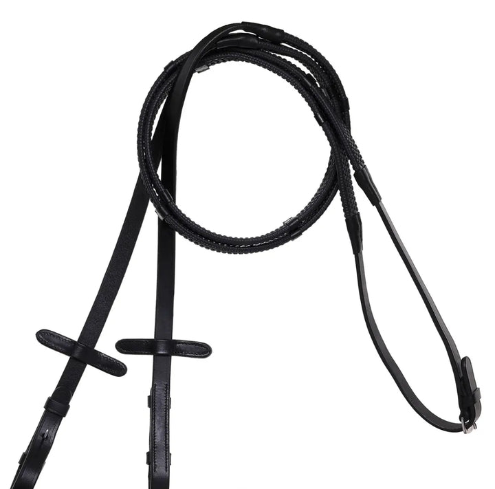 Lumiere Leather &amp; Rubber Grip Reins (Flat) – Silver Fittings