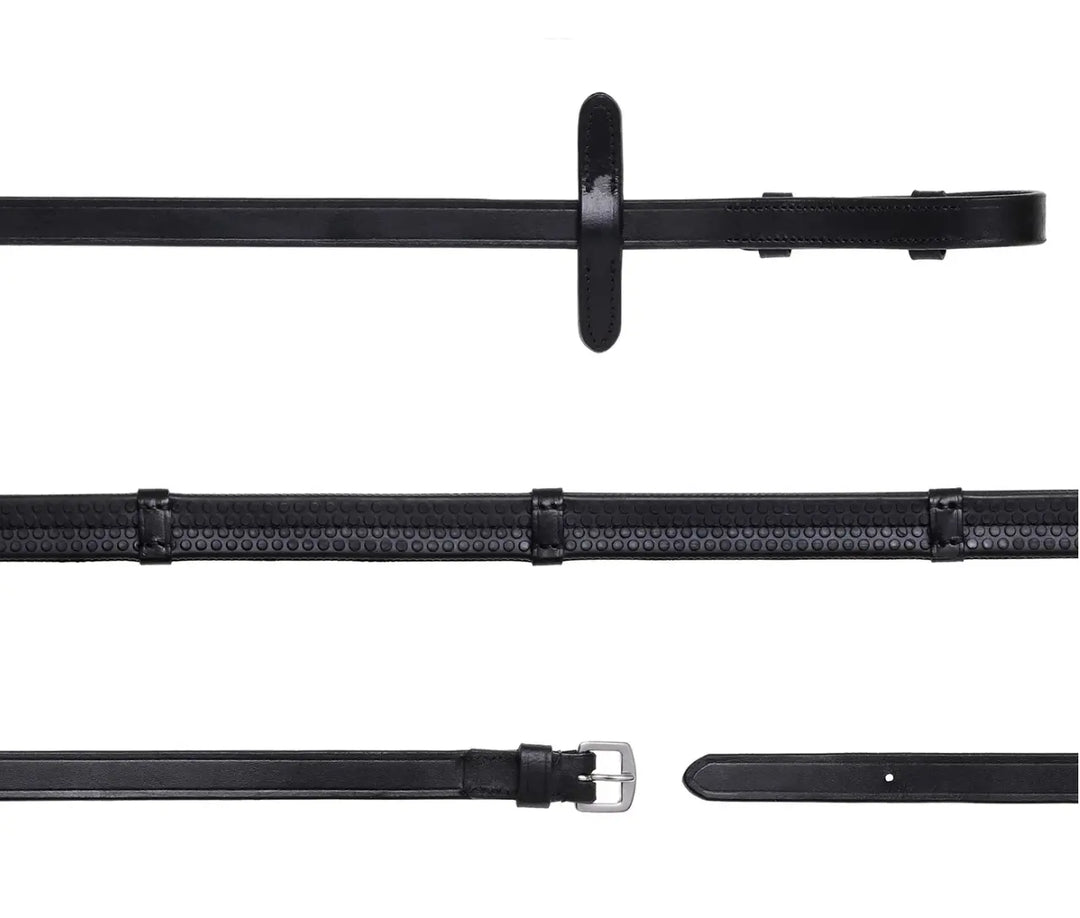Lumiere Leather &amp; Rubber Grip Reins (Flat) – Silver Fittings