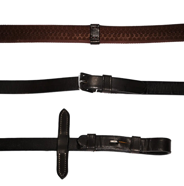 Lumiere Leather &amp; Rubber Grip Reins (Flat) – Silver Fittings