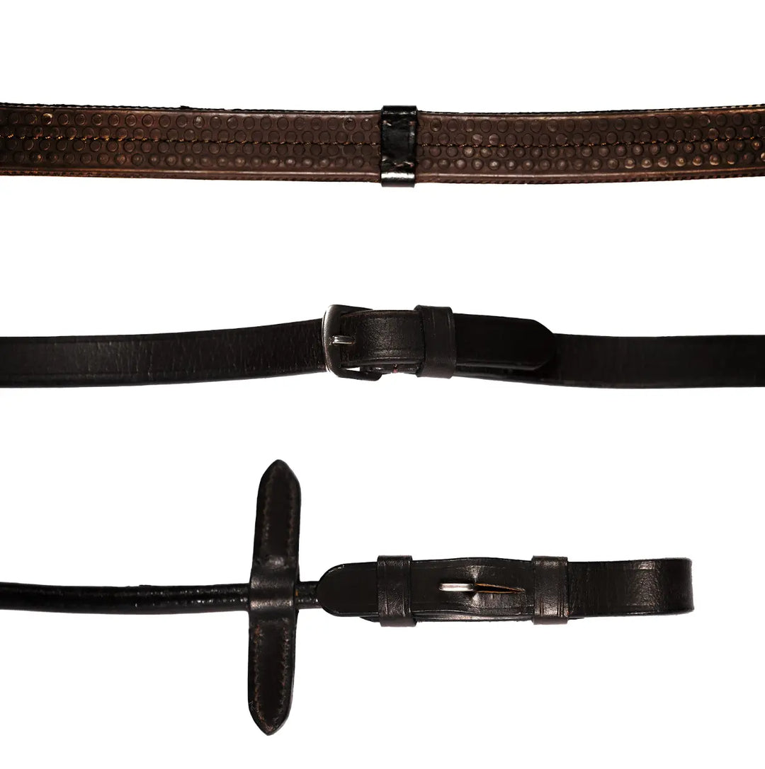 Lumiere Leather &amp; Rubber Grip Reins (Rolled) – Silver Fittings Lumiere