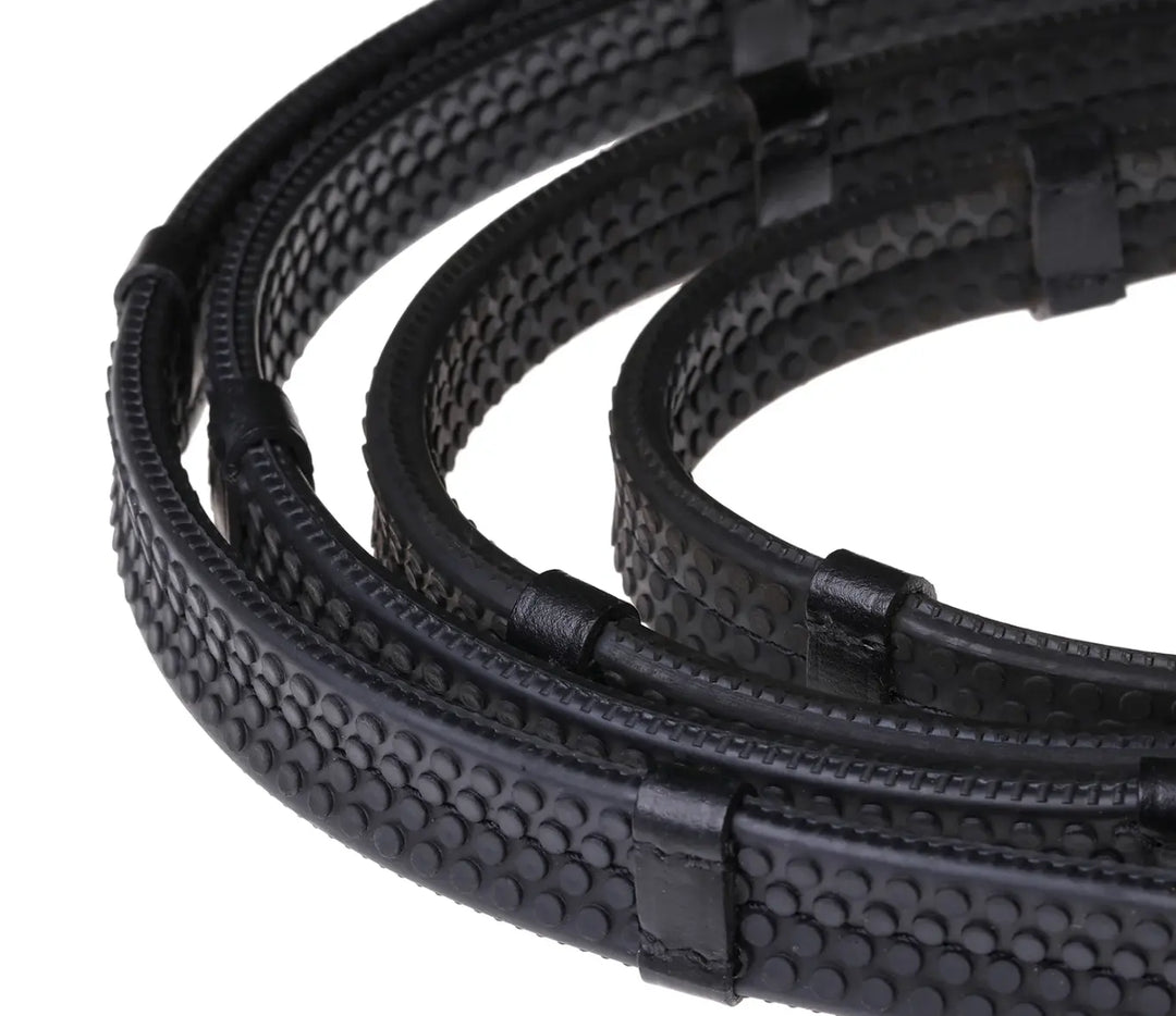 Lumiere Leather &amp; Rubber Grip Reins (Rolled) – Silver Fittings Lumiere