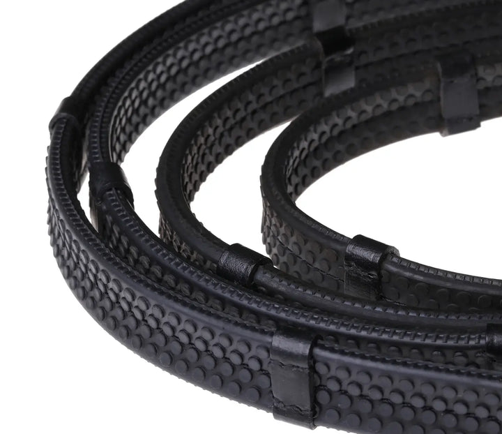 Lumiere Leather &amp; Rubber Grip Reins (Rolled) – Silver Fittings Lumiere