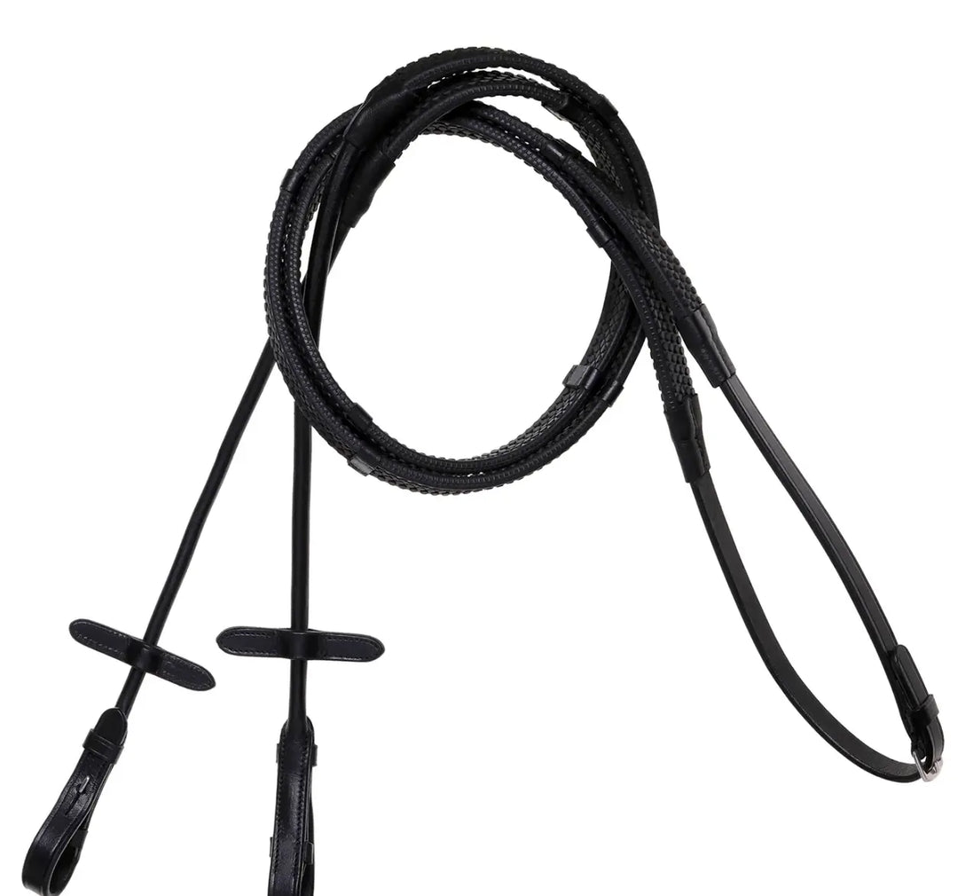 Lumiere Leather &amp; Rubber Grip Reins (Rolled) – Silver Fittings Lumiere