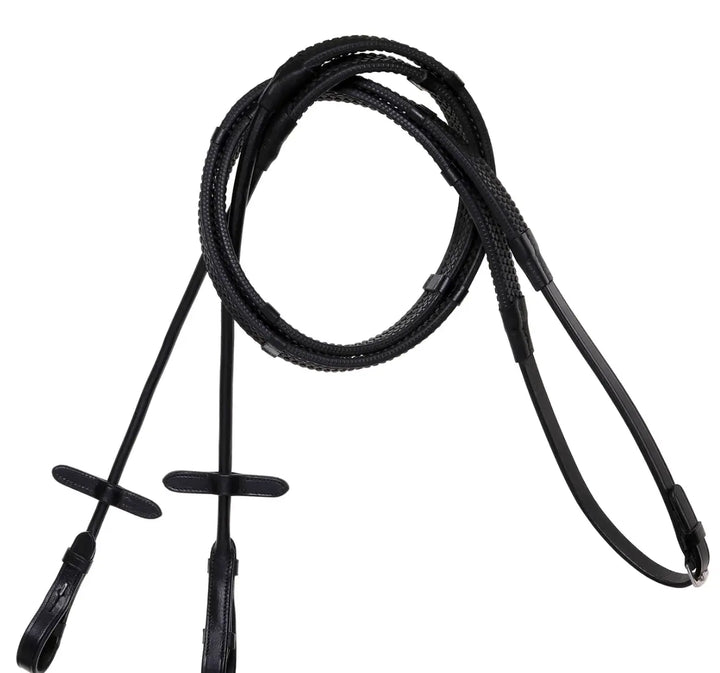 Lumiere Leather &amp; Rubber Grip Reins (Rolled) – Silver Fittings Lumiere