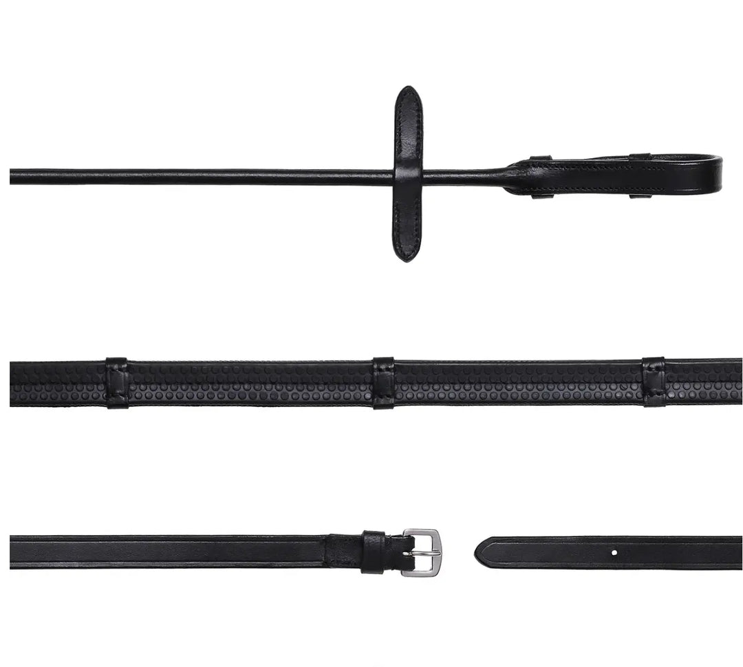 Lumiere Leather &amp; Rubber Grip Reins (Rolled) – Silver Fittings Lumiere