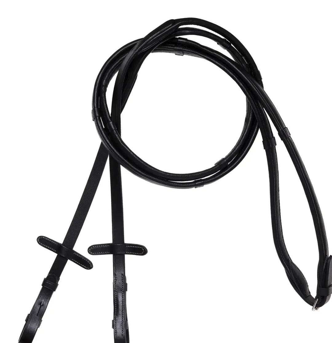 Lumiere Padded Nappa Leather Reins (Flat) White Stitching – Silver Fittings