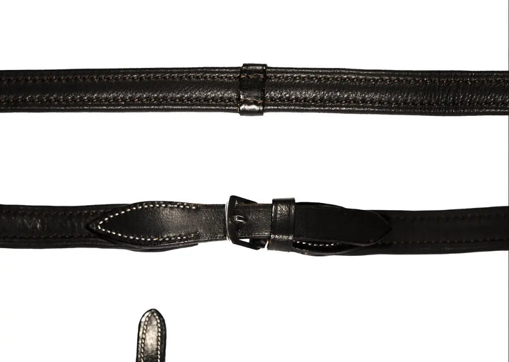 Lumiere Padded Nappa Leather Reins (Flat) White Stitching – Silver Fittings