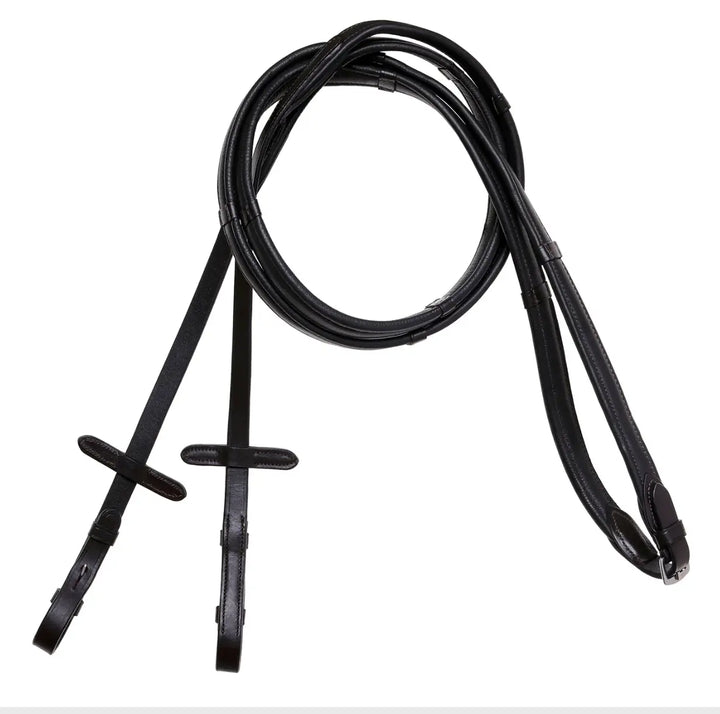 Lumiere Padded Nappa Leather Reins (Flat) with Dark Stitching –Silver Fittings