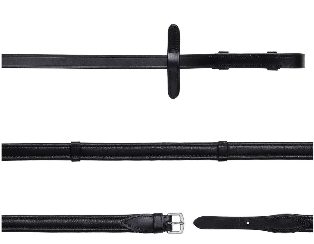 Lumiere Padded Nappa Leather Reins (Flat) with Dark Stitching –Silver Fittings