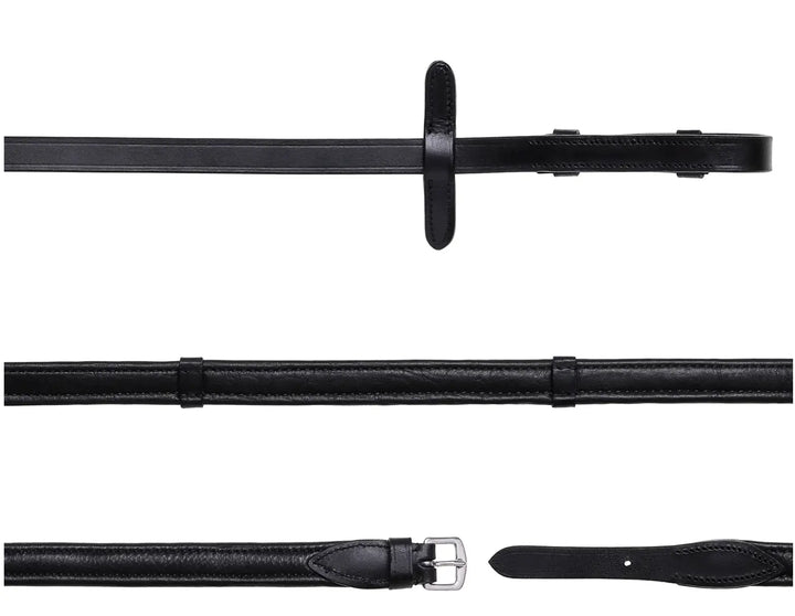 Lumiere Padded Nappa Leather Reins (Flat) with Dark Stitching –Silver Fittings