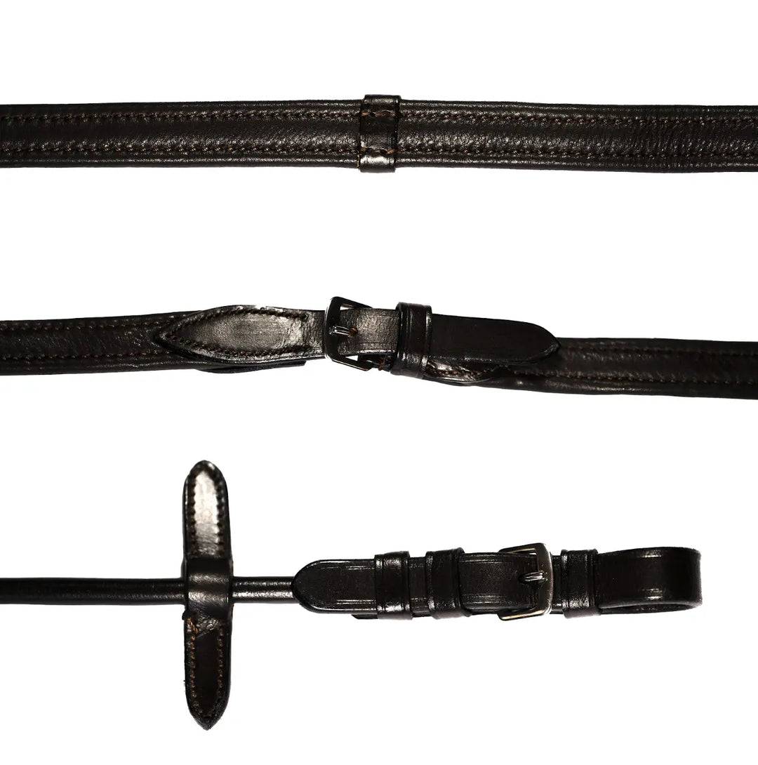 Lumiere Padded Nappa Leather Reins (Rolled) – Silver Hardware
