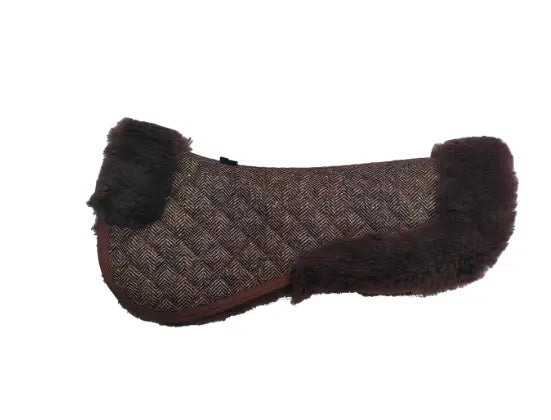 Merino Wool Fleece Half Pad - Herringbone & Cognac 16 Cypress