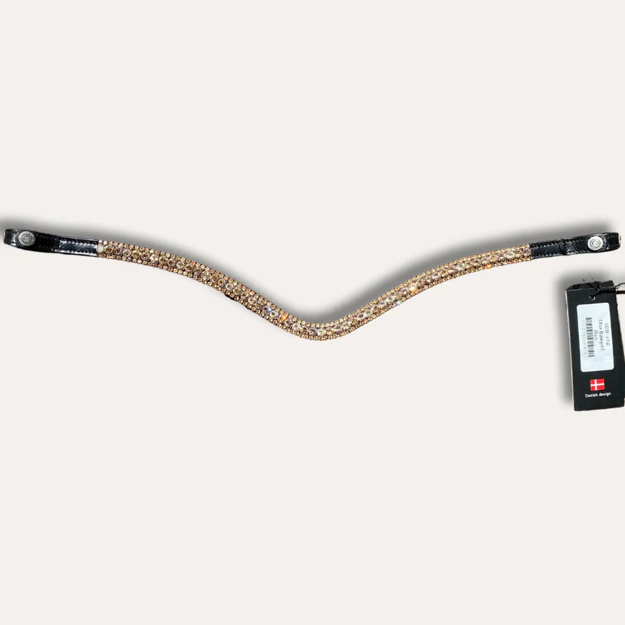 Montar Dlux Black Leather Snap Rosegold & Crystal Browband Montar