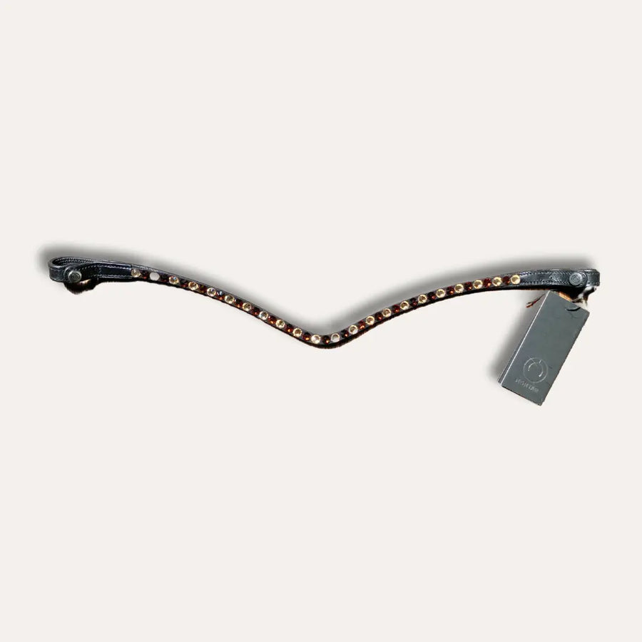 Montar Fair Latte & Brown Crystal Browband - With Snap on off Montar