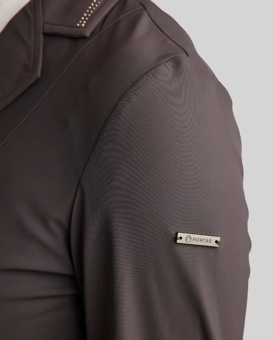 Montar MoPearl Show Coat with Pintucks + Gunmetal Crystals Montar