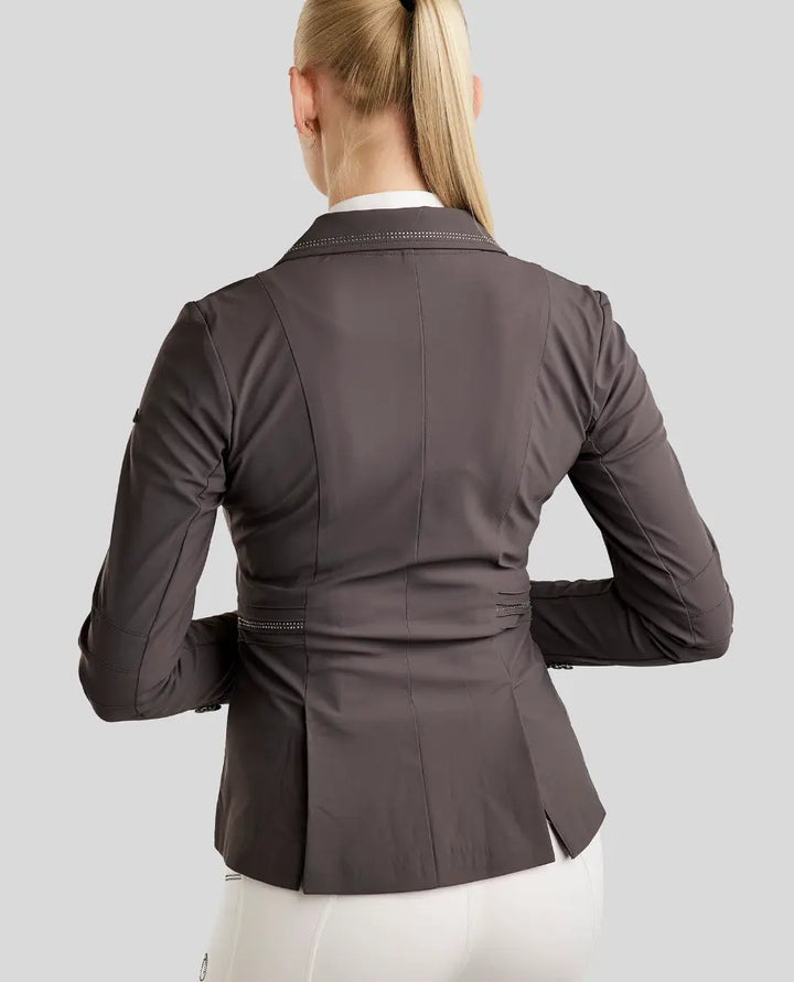 Montar MoPearl Show Coat with Pintucks + Gunmetal Crystals Montar