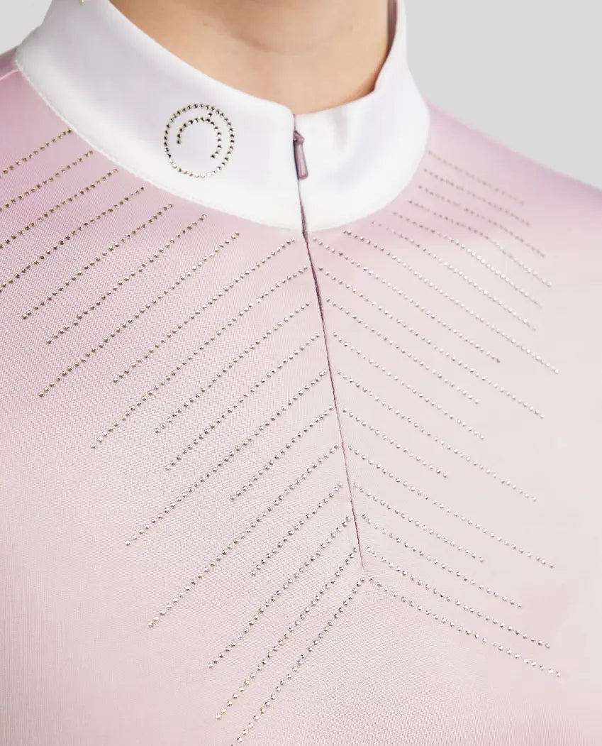 Montar MoSparkle Short sleeve Show Shirt with Champagne Crystals Montar