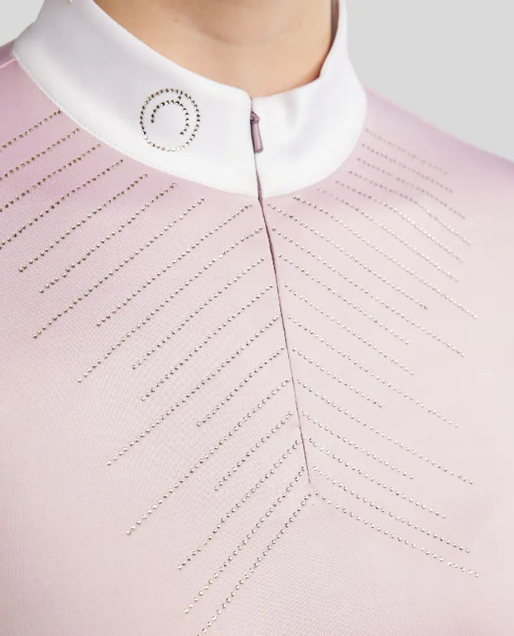 Montar MoSparkle Short sleeve Show Shirt with Champagne Crystals Montar