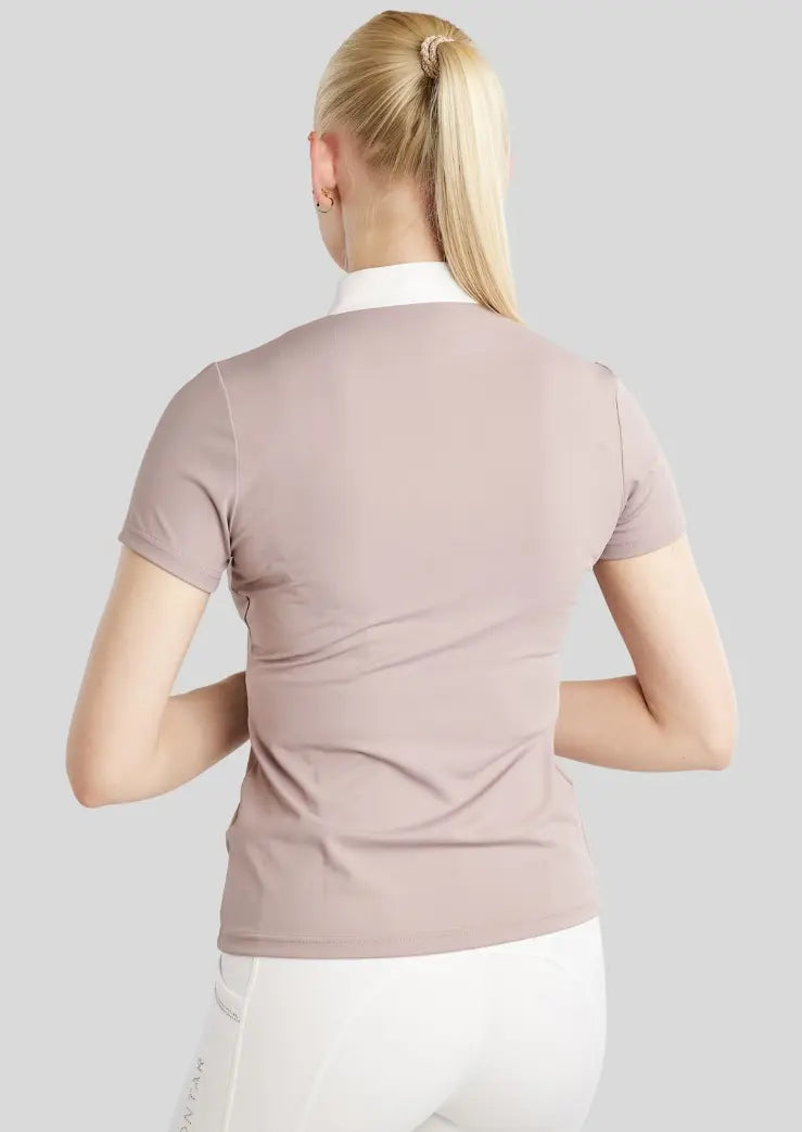 Montar MoVioletta Short Sleeve Show Shirt with Champagne Crystals Montar