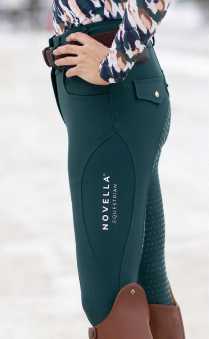 Novella Always Fits Silicone Full Seat Breeches#color_pine-green