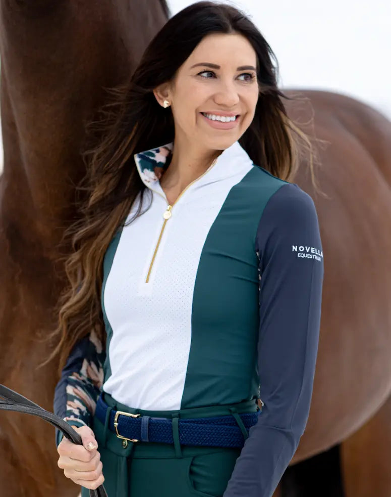 Novella Equestrian Market Rules Classic Perforated Long Sleeve Shirt Novella