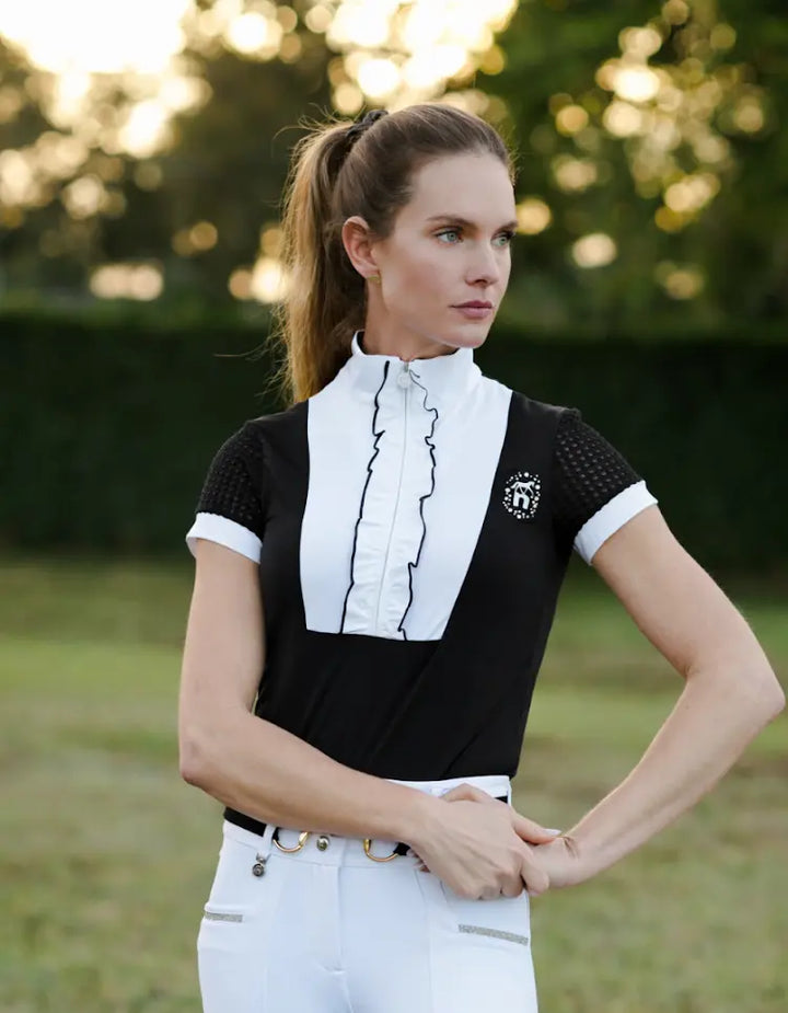 Novella Equestrian Show Shirt - The Havallo Ruffled Short Sleeve Novella