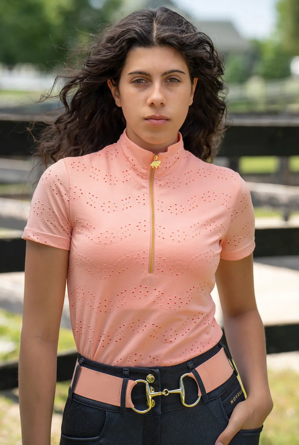 Novella Eyelet Cool Fit Melon Short Sleeve Novella