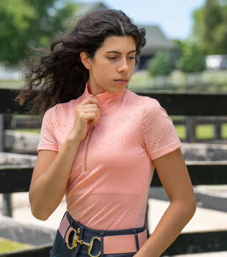 Novella Eyelet Cool Fit Melon Short Sleeve